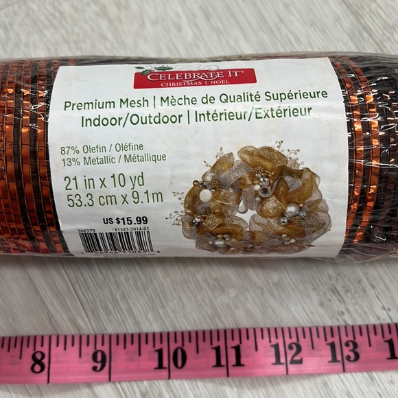 Celebrate It Premium Holiday Mesh 1 roll in brown Gold orange Metallica - Picture 2 of 4